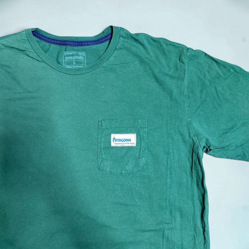 Patagonia Pocket Tee Equipment for Water People Green Large Gorpcore - Picture 3 of 5